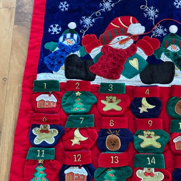 Vintage Prima Creations Fabric Advent Calendar With Snowman Mittens Design 2001 - Picture 2 of 7